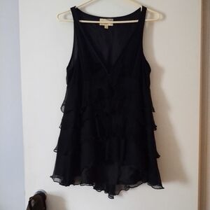 Elizabeth & James The Row Black Silk Tiered Ruffles Top M